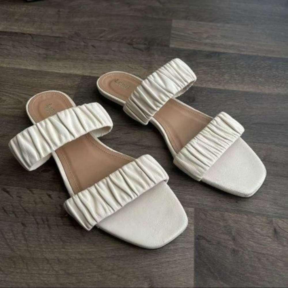 Lewit Made in Italy Cream Leather Sandals Sz 38.5 - Picture 2 of 11